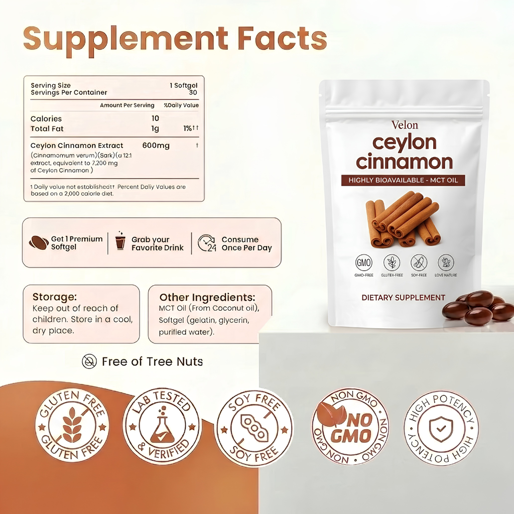 Ceylon Cinnamon 7200mg Equivalent with MCT Oil