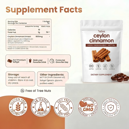 Ceylon Cinnamon 7200mg Equivalent with MCT Oil